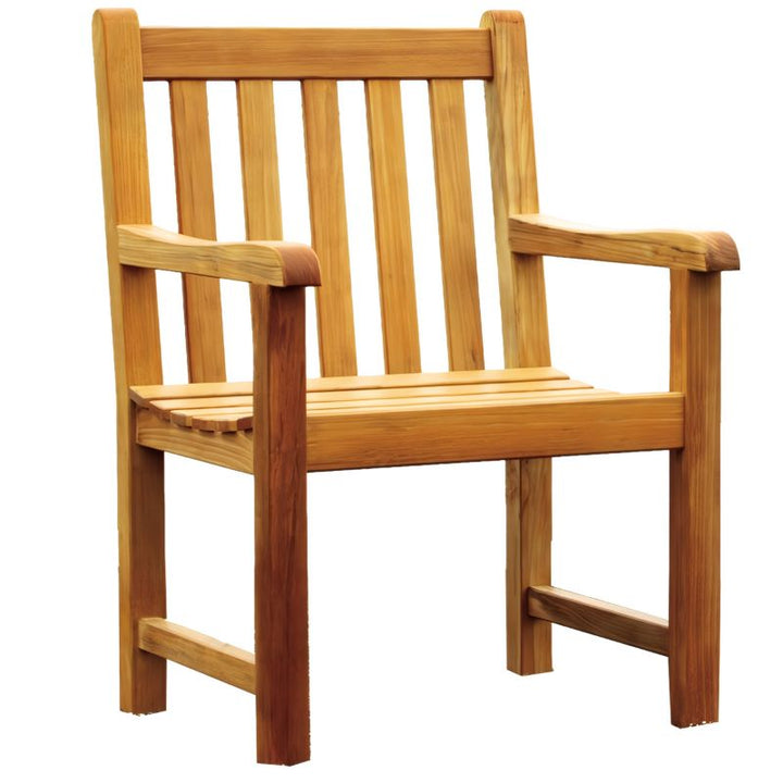 A stock photo of a teak wood Classic Armchair.