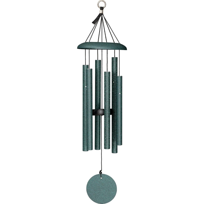 A stock photo of 27" speckle green finished Corinthian Bell Wind Chimes from Wind River