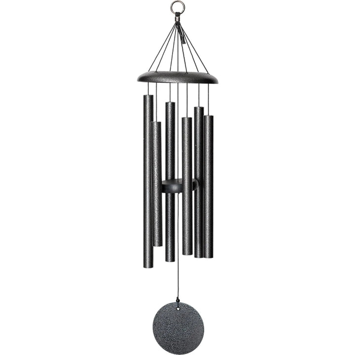 A stock photo of 27" silver and black finished Corinthian Bell Wind Chimes from Wind River