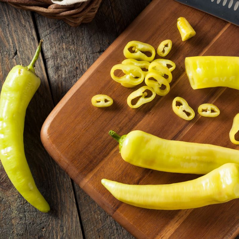 Mature hot banana peppers ready for eating or pickling.
