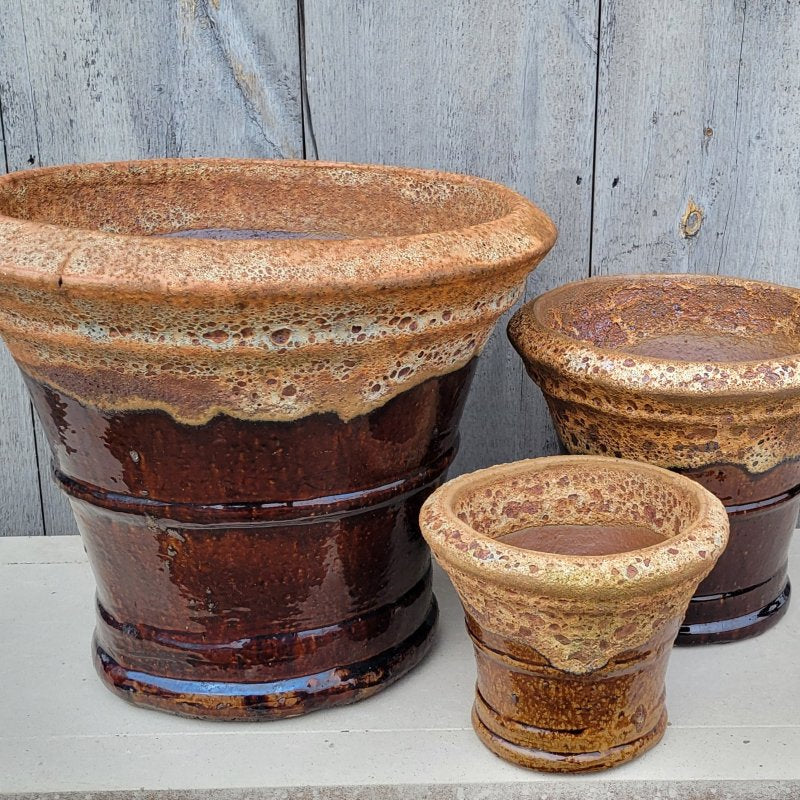 brown glazed plant pots Tall Trumpet Pot – Unity Church Hill Nursery, LLC